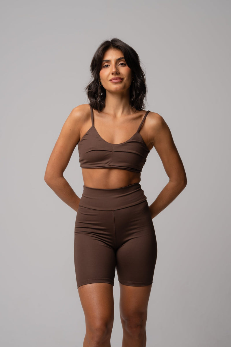 Conjunto Short e Top Fita Essentials Chocolate
